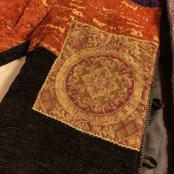 Vtg Alex Kim Patchwork Shacket Boho Artsy Lampwork Buttons M Gorgeous - Picture 3 of 8